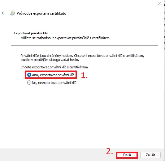 Záloha privátního klíče Windows 10/11