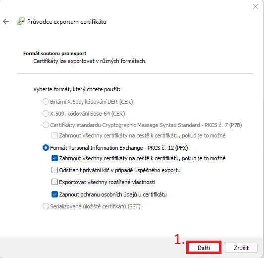 Záloha privátního klíče Windows 10/11