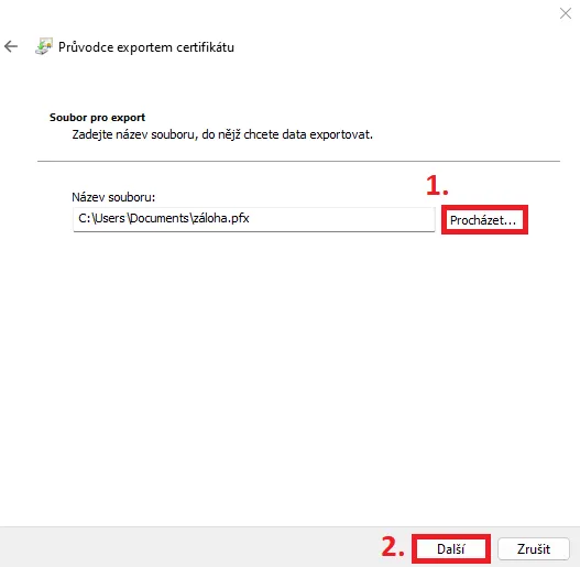 Záloha privátního klíče Windows 10/11