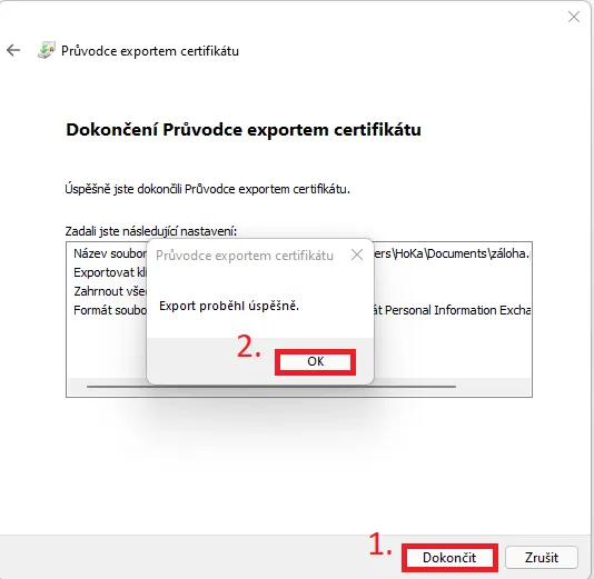 Záloha privátního klíče Windows 10/11