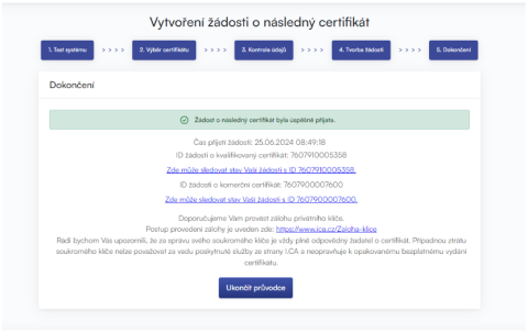 Následný certifikát