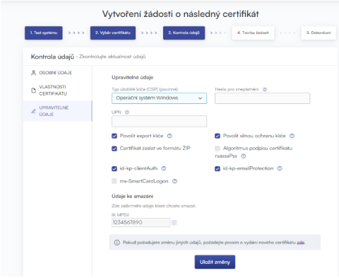 Následný certifikát