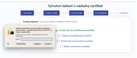 Následný certifikát